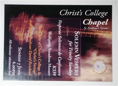 LS108 Chapel poster 2005.jpg; LS108; Christ's College Chapel, Solemn Vespers; poster